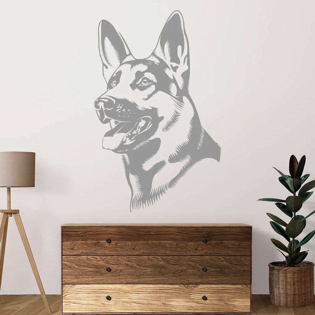 Veselá Stena Samolepka Nemecký ovčiak Farba: béžová, Veľkosť: 60 x 37 cm