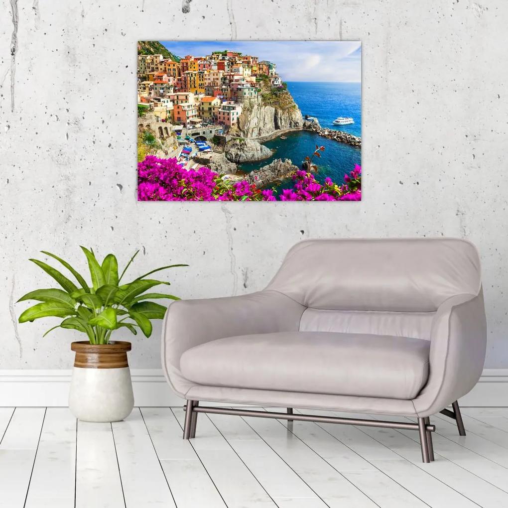 Sklenený obraz - Talianska dedinka Manarola (70x50 cm)