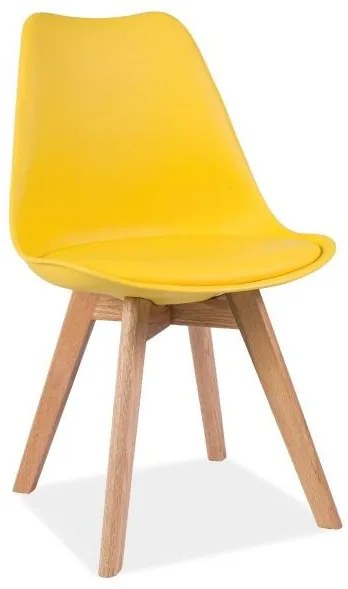Žltá stolička s dubovými nohami KRIS