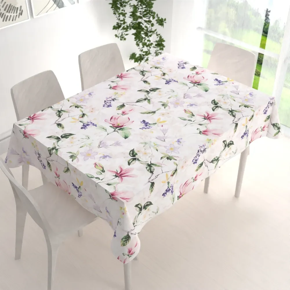 Biante Bavlnený obdĺžnikový obrus Sandra SA-287 Mix kvetov na bielom 120x160 cm