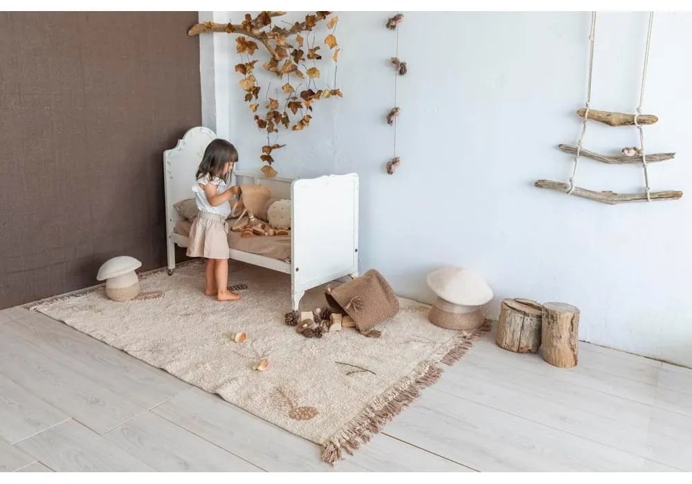 Krémový prateľný ručne tkaný bavlnený detský koberec 140x200 cm Pine Forest – Lorena Canals