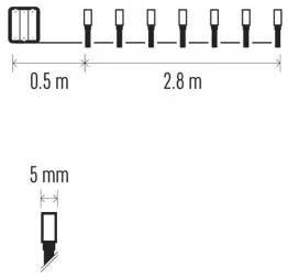 LED vánoční řetěz Copy s časovačem 2,8 m teplá bílá