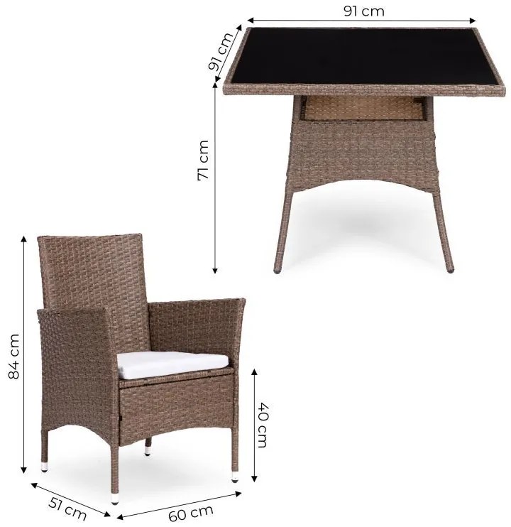 ZÁHRADNÝ SET CANIS 4 x KRESLO + HRANATÝ STÔL