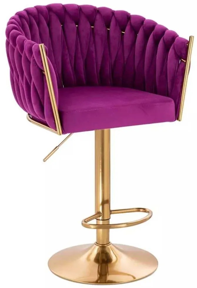 LuxuryForm DESIGN Barová stolička NORDEN VELUR na zlatom tanieri - fuchsia