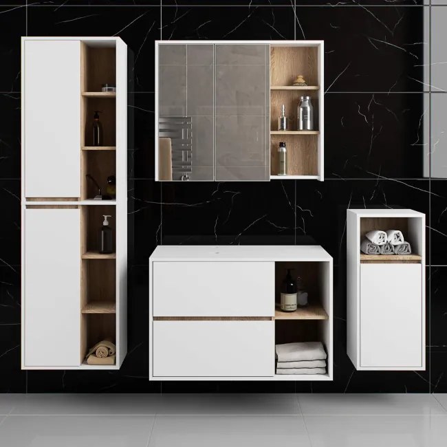 Skrinka pod umývadlo VAMI W90 2SZ biela / dub sonoma