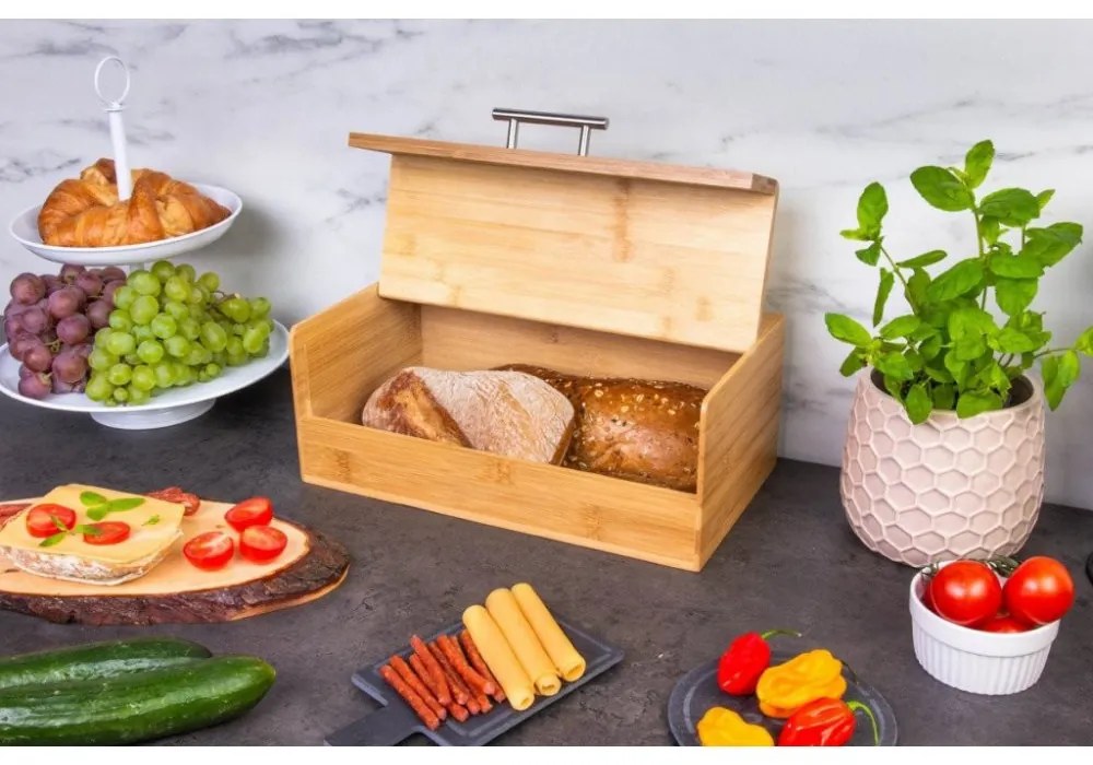 2. akosť - Chlebník so sklopným vekom, bambusový BREAD
