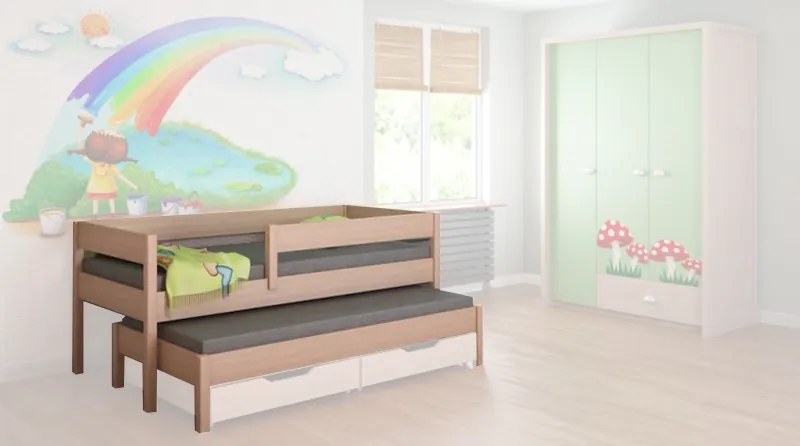 LU Junior 160x80 detská posteľ s prístelkou - rôzne farby Farba: Dub bielený