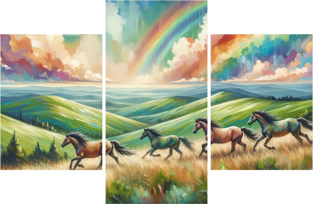 Obraz – Kone cválajúce krajinou (90x60 cm)