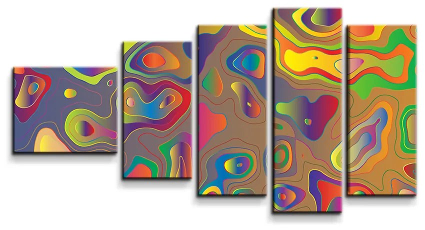 Sablio Obraz - 5-dílný Farebné škvrny - 100x60 cm
