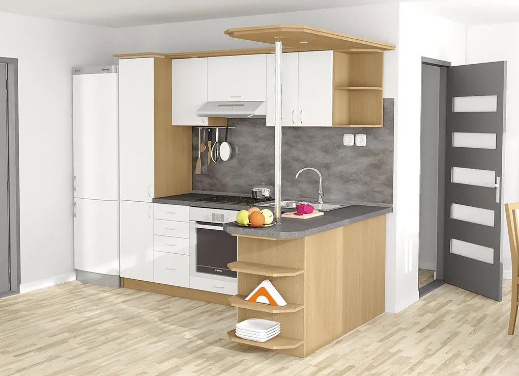 Nabytekmorava Kuchyna s ostrovčekom Bára C farba kuchyne: buk 381, pracovná doska: s pracovnou doskou