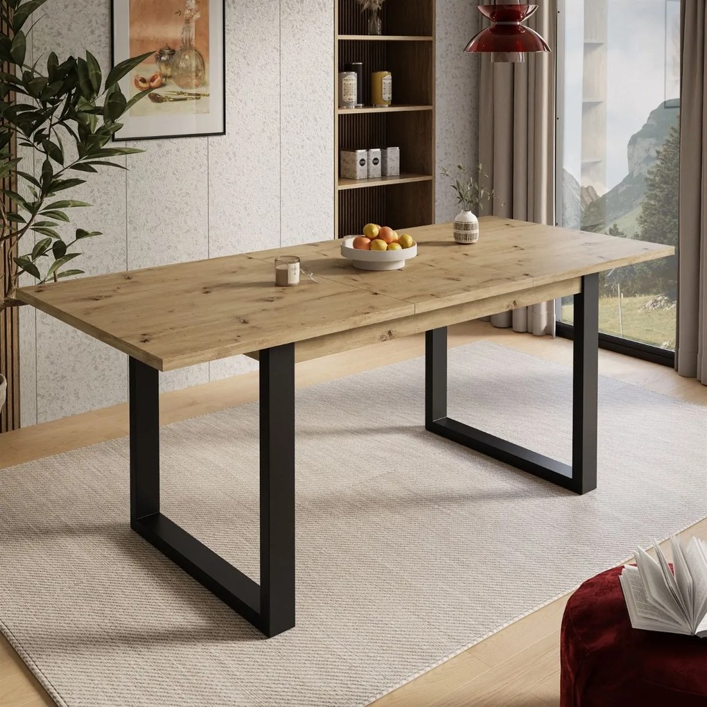 JEDÁLENSKÝ ROZKLADACÍ STÔL PLUTO DUB ARTISAN + ČIERNY 150 - 198 cm