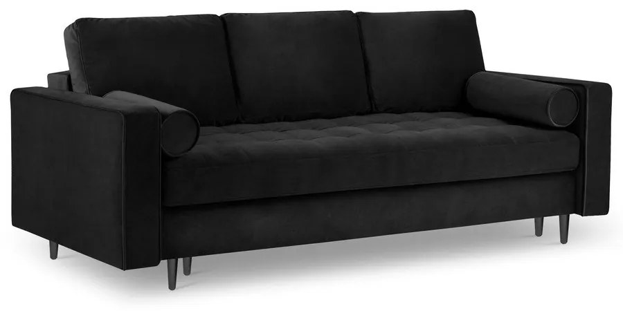 Čierna zamatová rozkladacia pohovka Milo Casa Santo