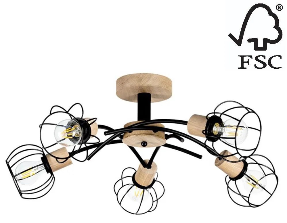 Spot-Light 8224574 - Prisadený luster VIVIANE 5xE27/60W/230V dub SP0997