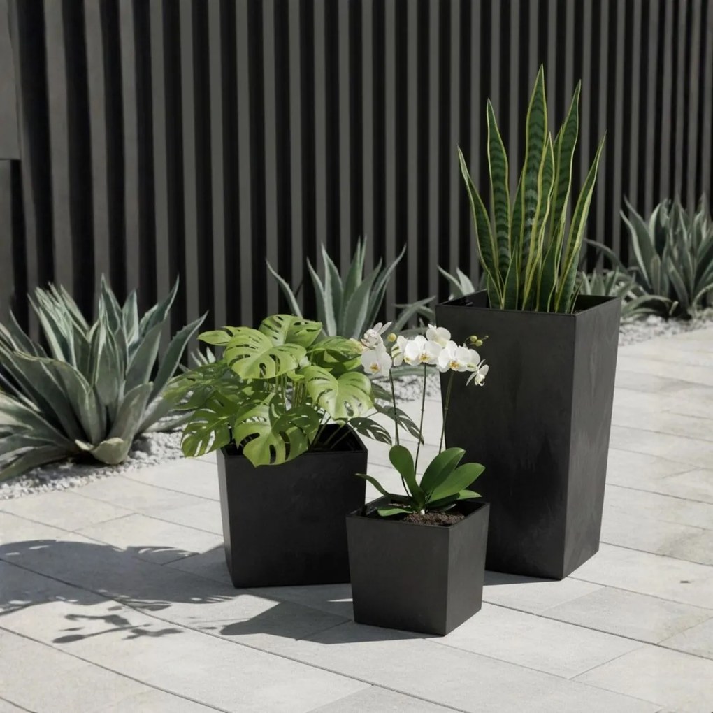Květináč Porto 75x39,6 cm černý beton