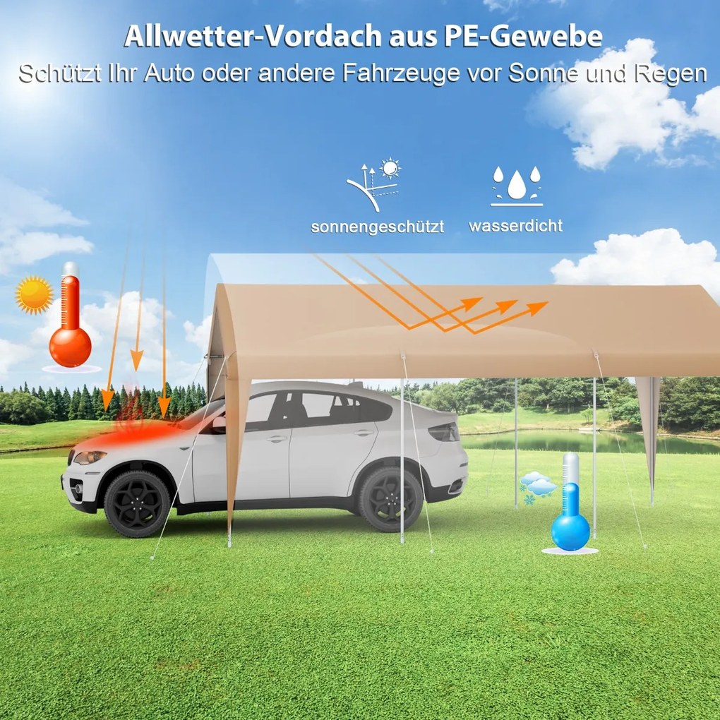 Prístrešok pre auto garáž Prenosný garážový stan s kovovým rámom 600 x 301 x 285 cm Žltá