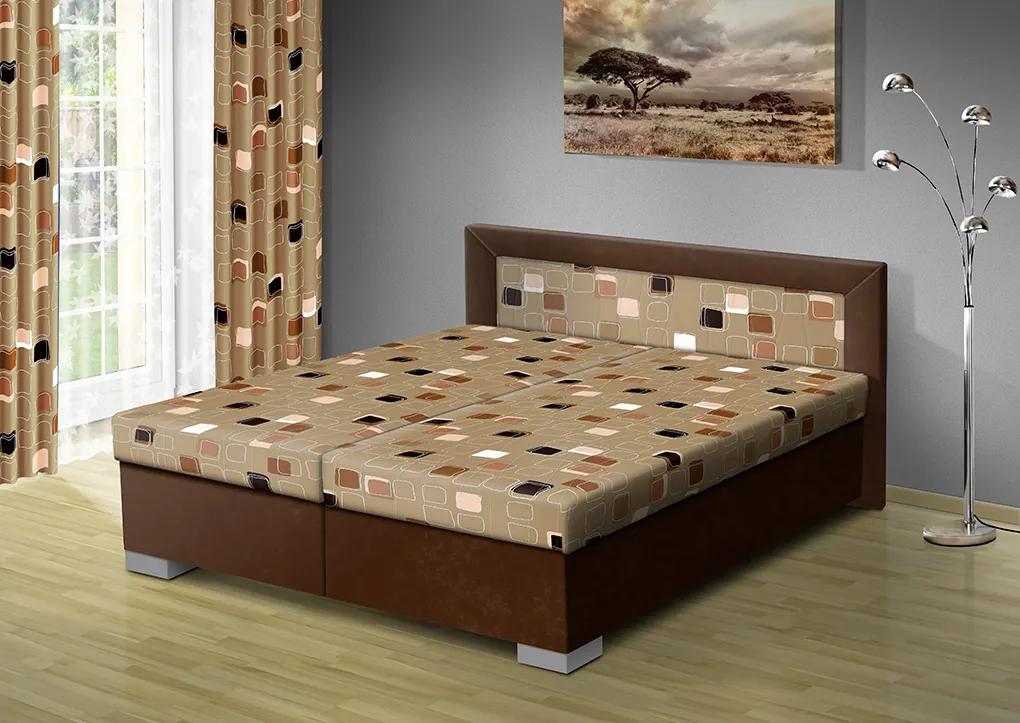 Nabytekmorava Čalúnená posteľ s úložným priestorom Vanessa 180x200 čalúnenie: béžová/MEGA 17 hnedá, Typ roštov: polohovacie