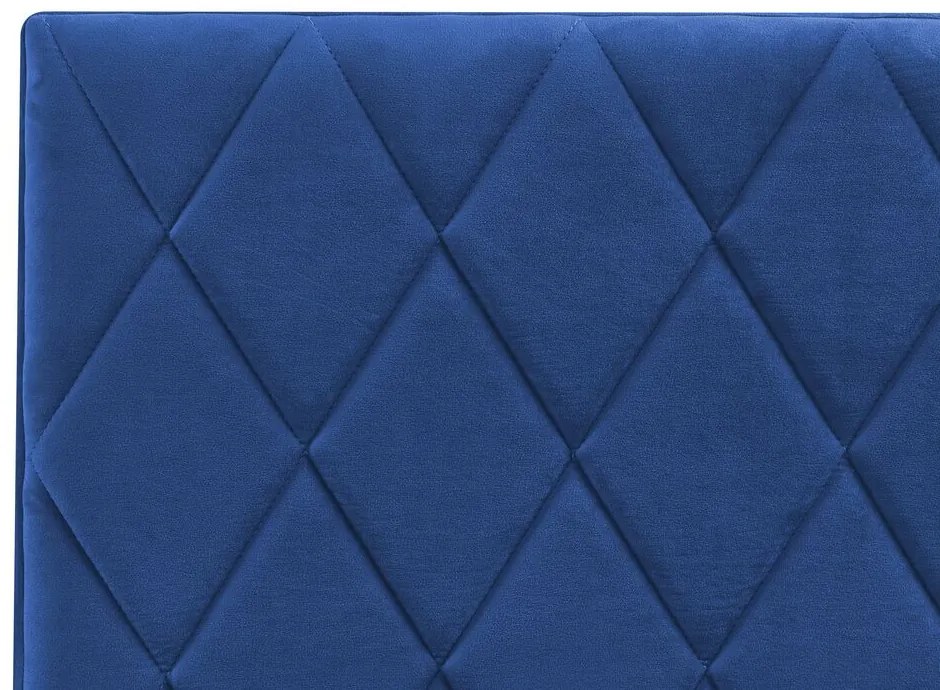 Zamatová posteľ s úložným priestorom 180 x 200 cm modrá ROCHEFORT Beliani