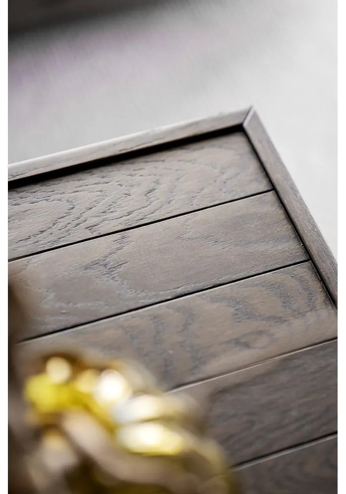 Tmavohnedý konferenčný stolík s doskou z dubového dreva ø 70 cm Deerfield – Rowico