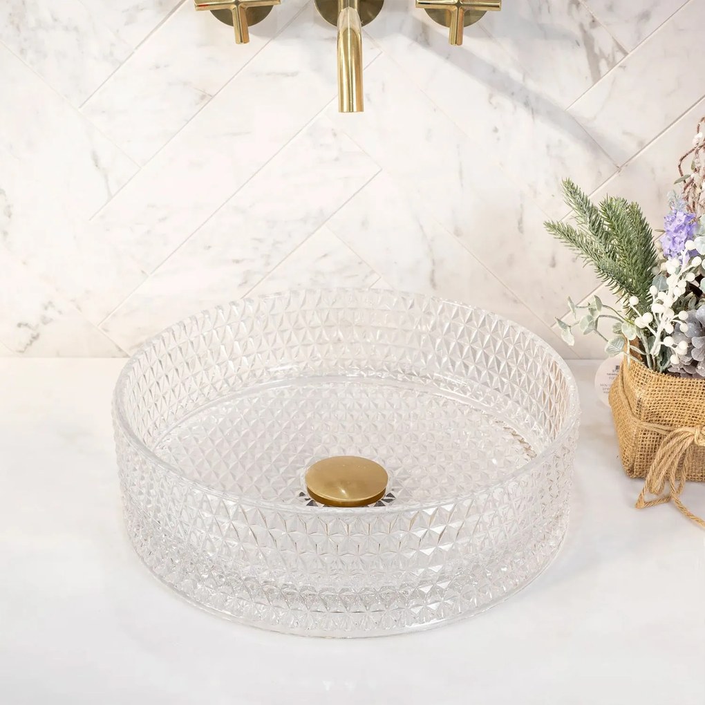Sklenené umývadlo na dosku REA CRISTAL transparent
