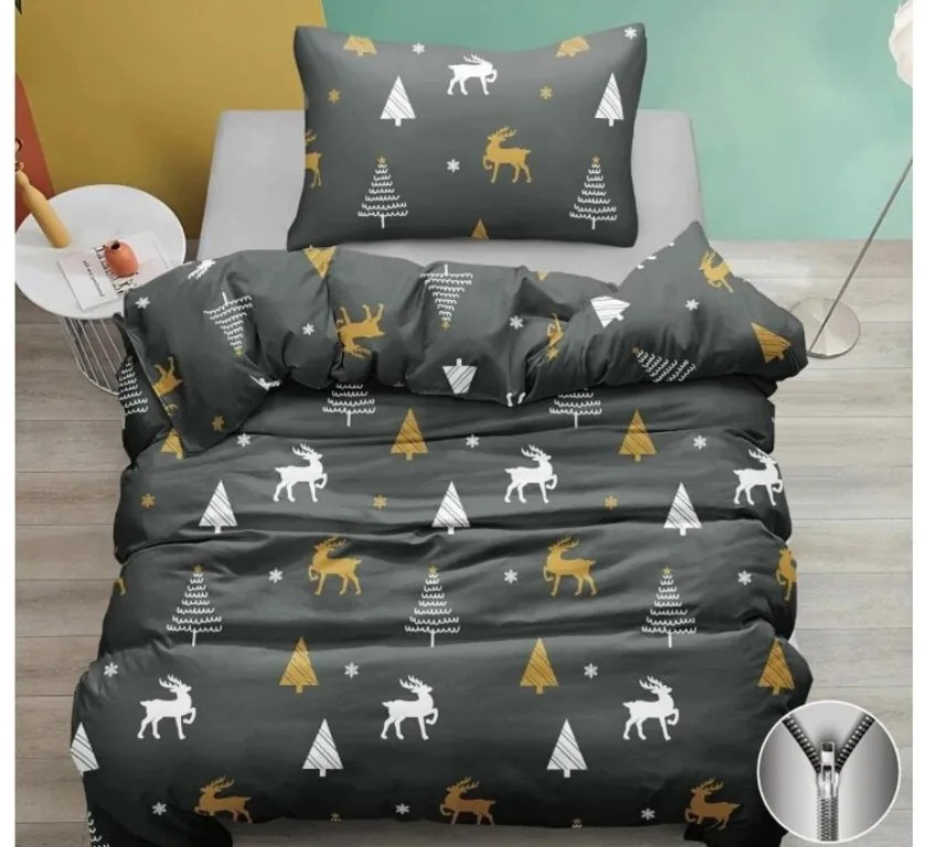 Bavlnené obliečky BIELE STROMY tmavosivé Rozmer obliečky: 2 ks 70 x 90 cm | 200 x 220 cm