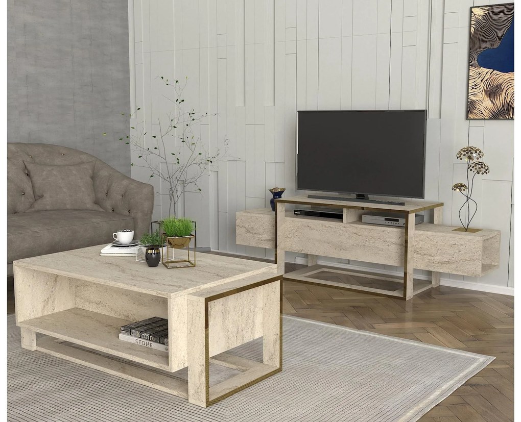 TV stolík/skrinka Biano (travertín). Akcia -19%. Vlastná spoľahlivá doprava až k Vám domov. 1101426