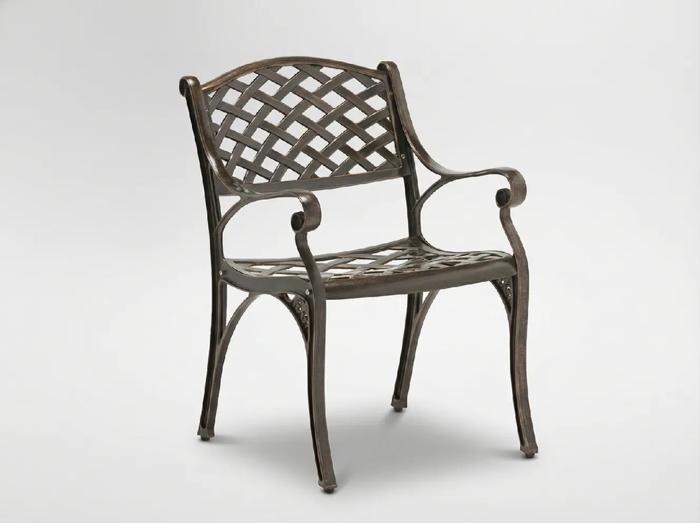 Garden Line Hliníková stolička „MONDRICH“ starožitná bronzová 65 x 64 x 92 cm *4058