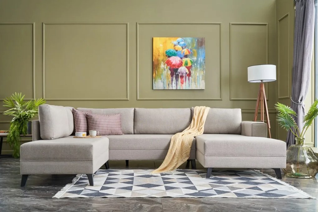 Rohová rozkladacia pohovka Eris krémová