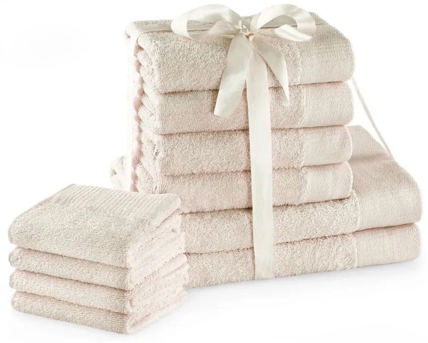 Krémovobiele froté bavlnené uteráky a osušky v súprave 10 ks Amari – Restilo