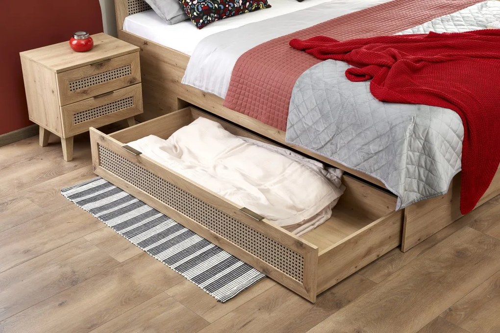Dvoulůžková postel Borneo K 160x200 s šuplíky dub artisan/černá