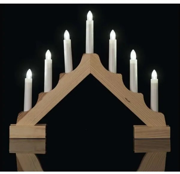 LED Vianočný svietnik 7xLED/2xAA béžová