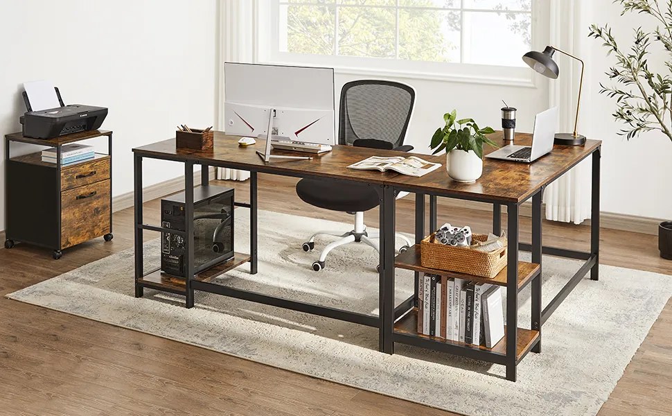 Písací stôl Vasagle Paul 140 cm hnedý/čierny