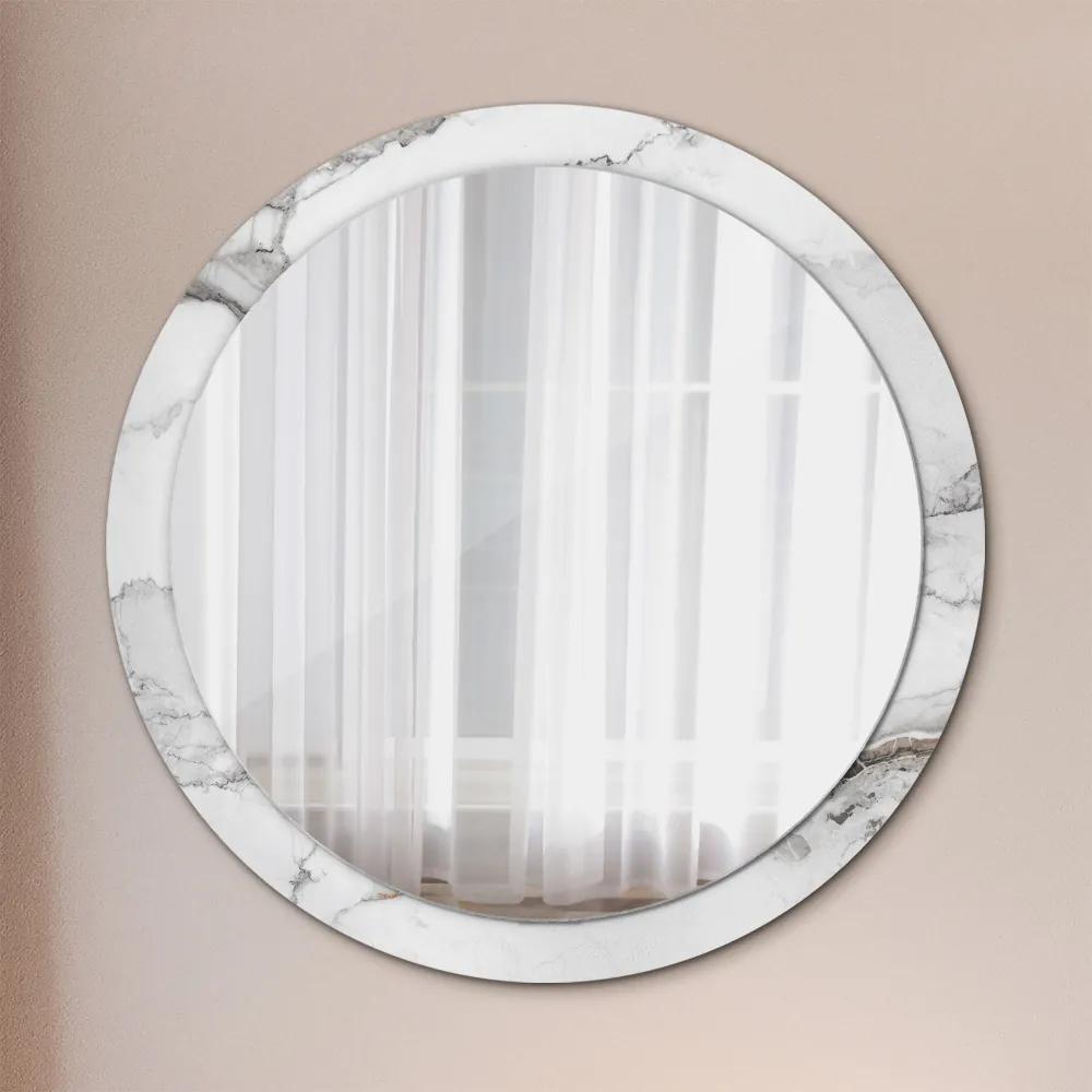 Okrúhle ozdobné zrkadlo Biely mramor fi 100 cm