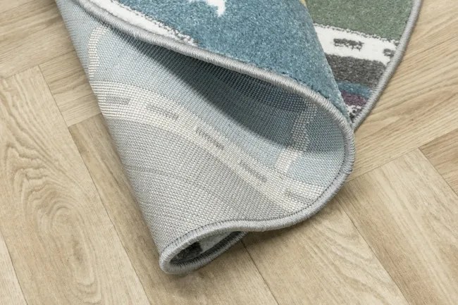 Detský koberec C262A Ulice svetlosivý / zelený / tyrkysový kruh