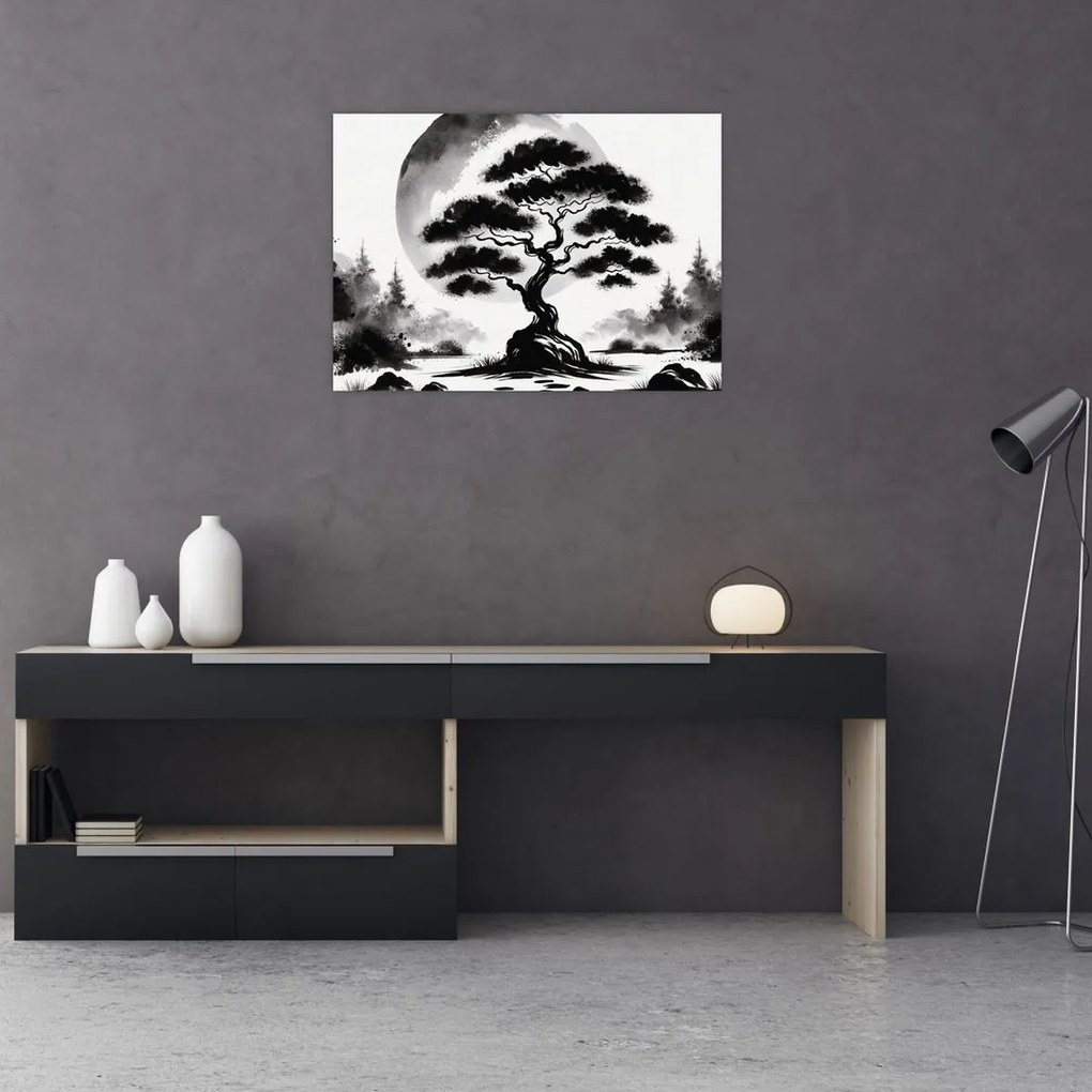 Obraz – Čiernobiela bonsai (70x50 cm)