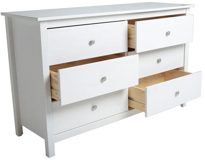 Biela nízka komoda z borovicového dreva 130x80 cm Berna – Marckeric