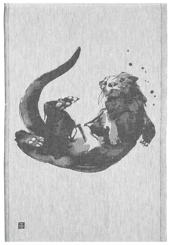 Ľanová utierka Saukko 46x70, sivo-čierna