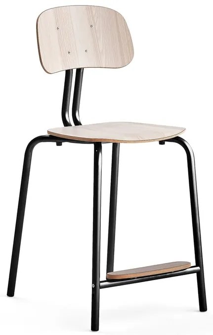 Školská stolička YNGVE, 4 nohy, výška 610 mm, antracit/jaseň