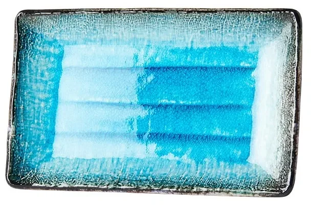 Modrý keramický servírovací tanier Mij Sky, 21 x 13,5 cm