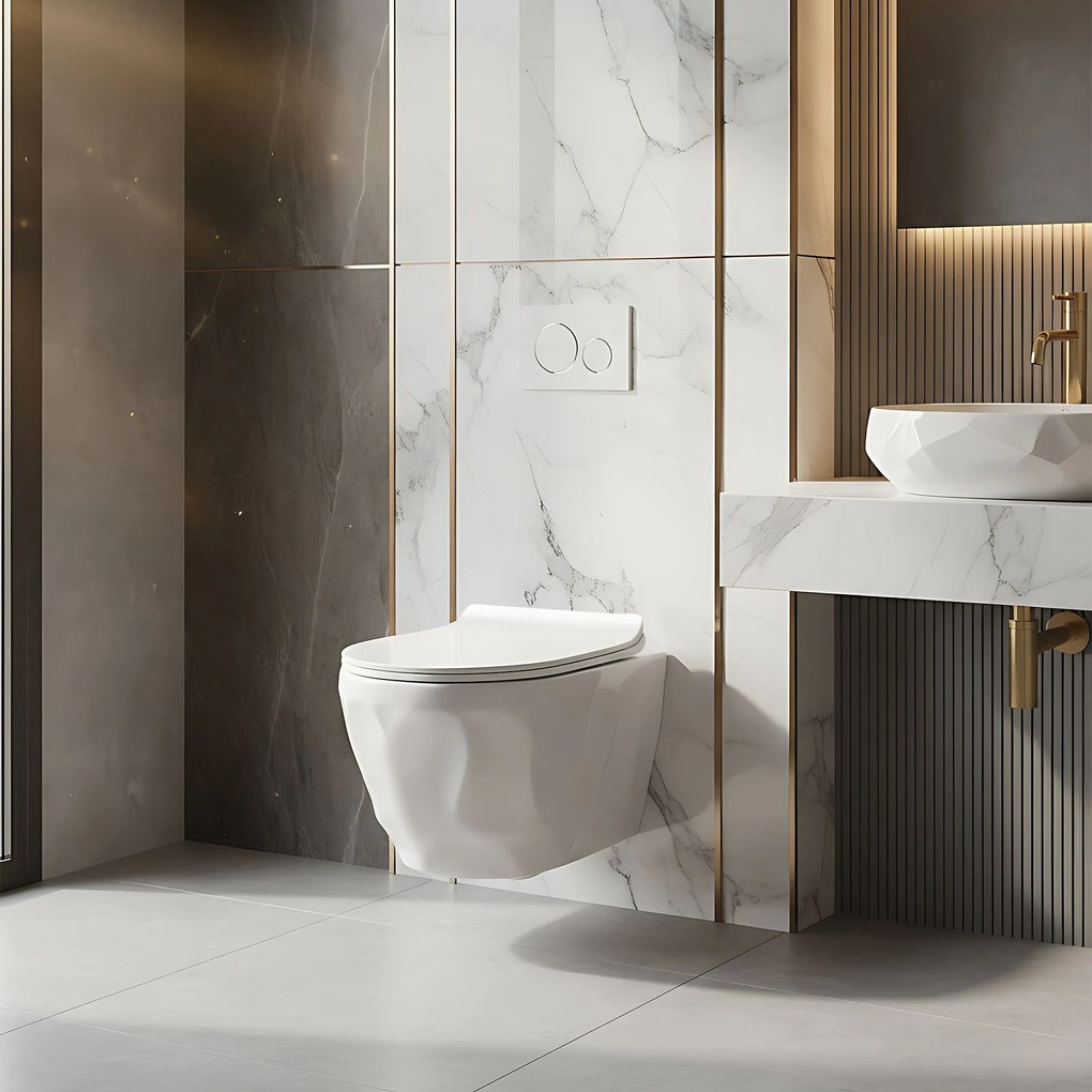 Rea Gustavo, závesná WC misa + toaletné sedadlo, biela, REA-C1652