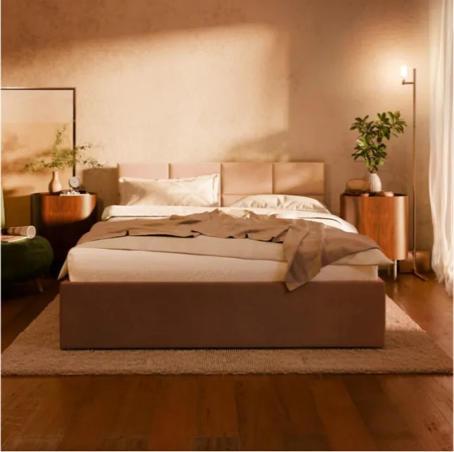 Manželská posteľ BORGO Velvet 160×200 cm svetlosivá