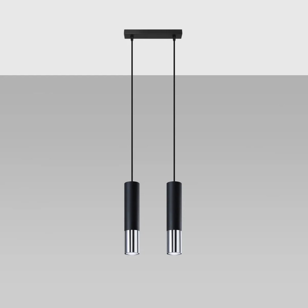 Závesné svietidlo Loopez, 2x čierne kovové tienidlo, ch