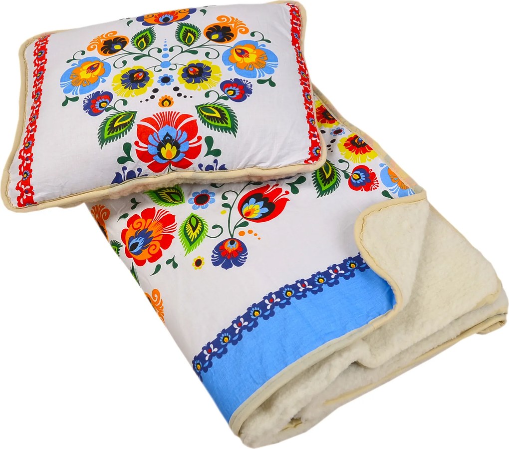 Prehoz z ovčej vlny modrý