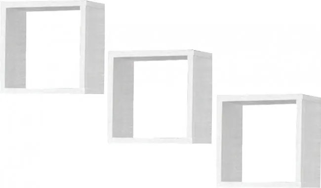 Nástenné police K 25x25 cm, biele (3ks)