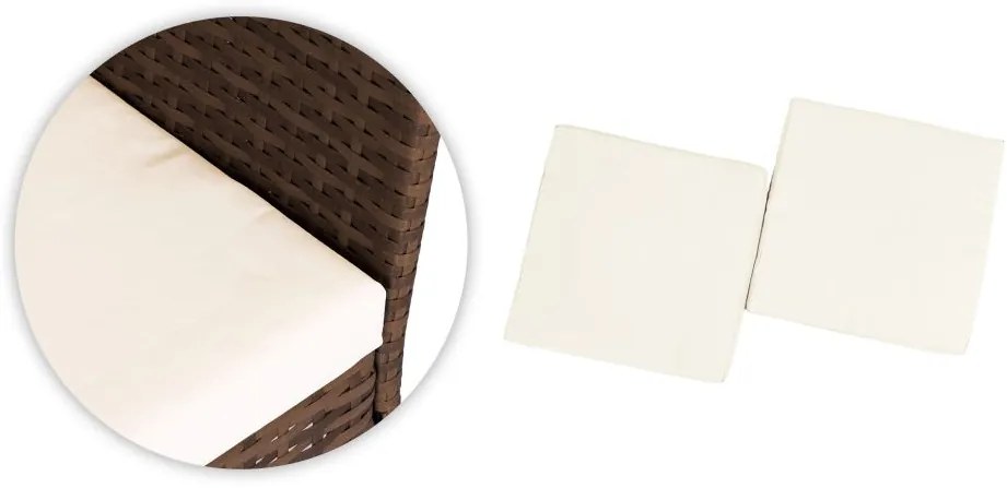 Záhradný set ratanového nábytku: Lavica + stolík + 2 kreslá - hnedá