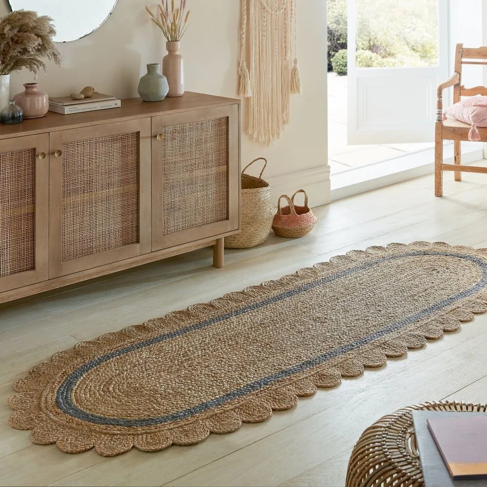 Flair Rugs koberce Kusový koberec Grace Jute Natural/Grey ovál - 120x170 ovál cm