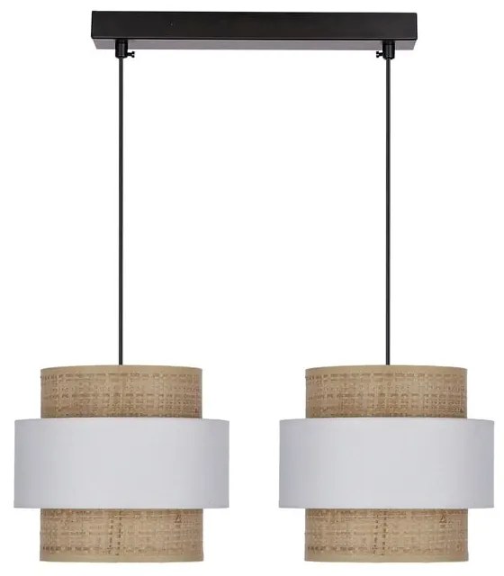 Závesné svietidlo s ratanovým tienidlom v bielo-prírodnej farbe ø 20 cm Rattan – Candellux Lighting