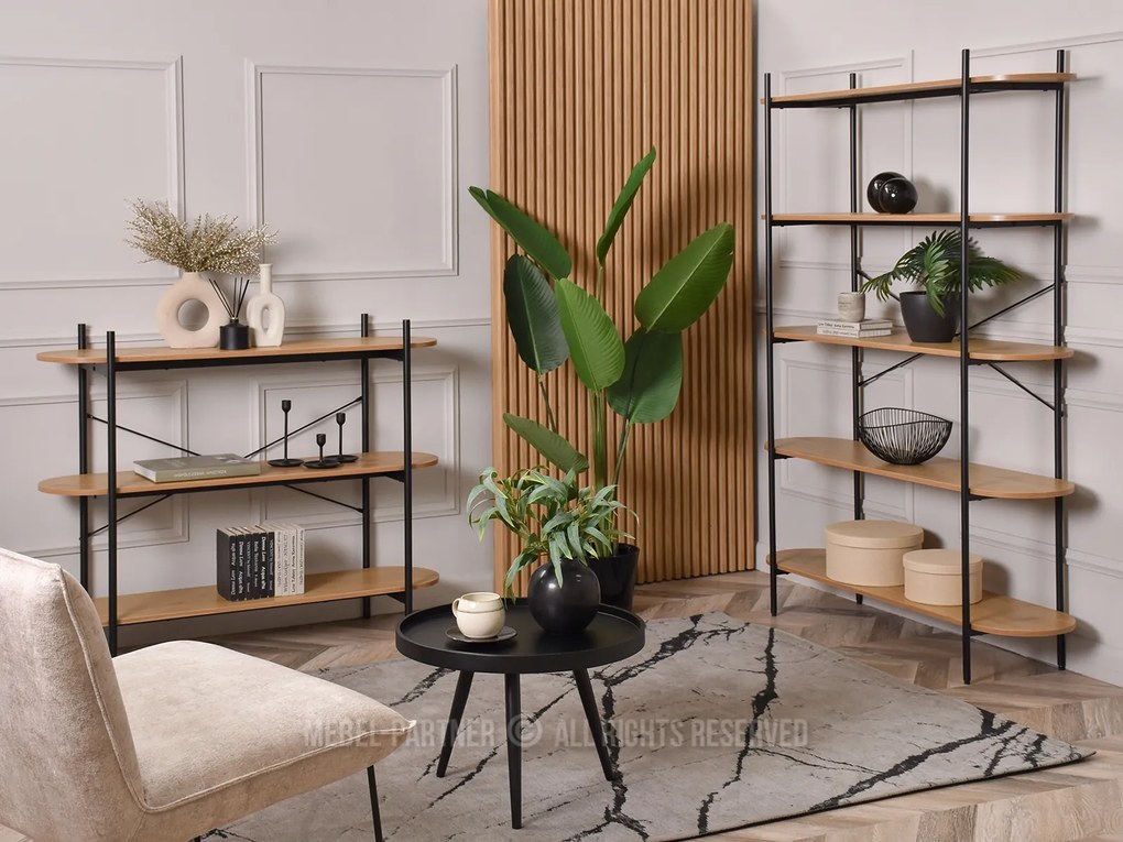 Konzolový stolík Inge (dub + čierna). Akcia -18%. Vlastná spoľahlivá doprava až k Vám domov. 1110813