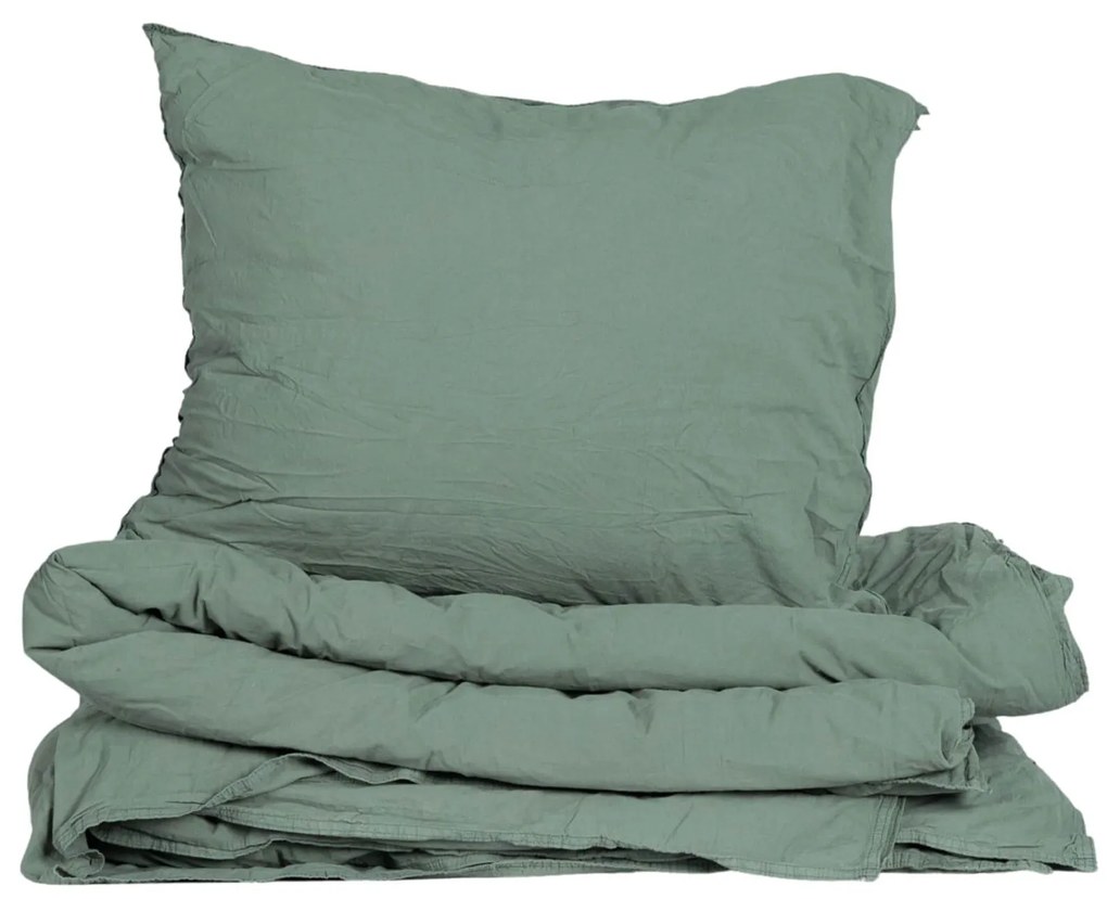 Storefactory Povlečení z organické bavlny Crinkle Mineral Green 150 × 210 cm