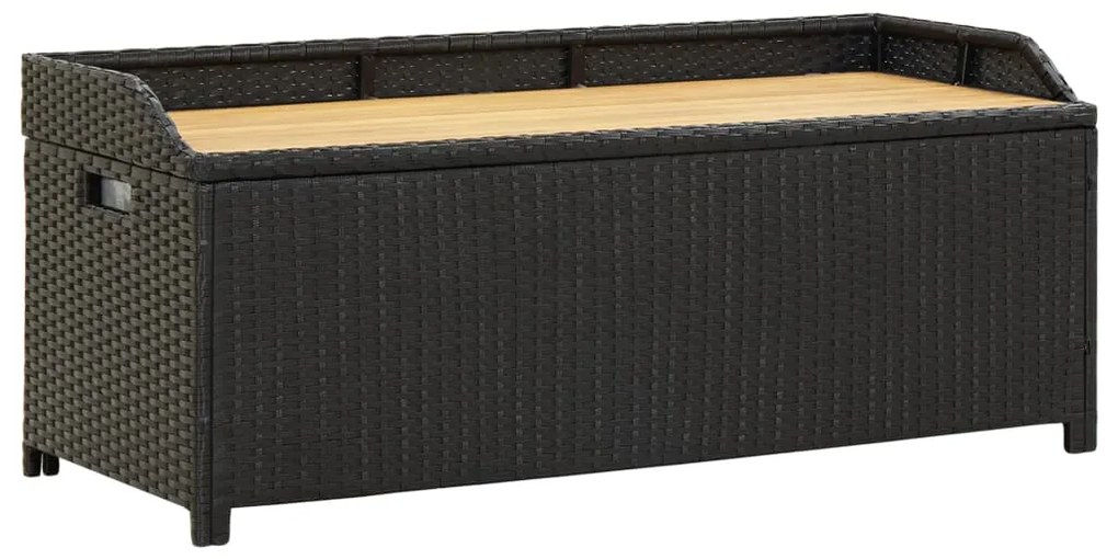 vidaXL Záhradná úložná lavica 120 cm, polyratan, čierna