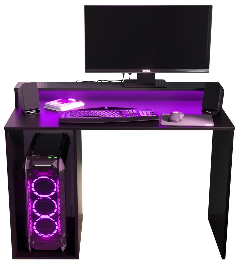 Herný PC stolík Garrick 2 (čierny) (s LED RGB osvetlením). Akcia -18%. Vlastná spoľahlivá doprava až k Vám domov. 1064135